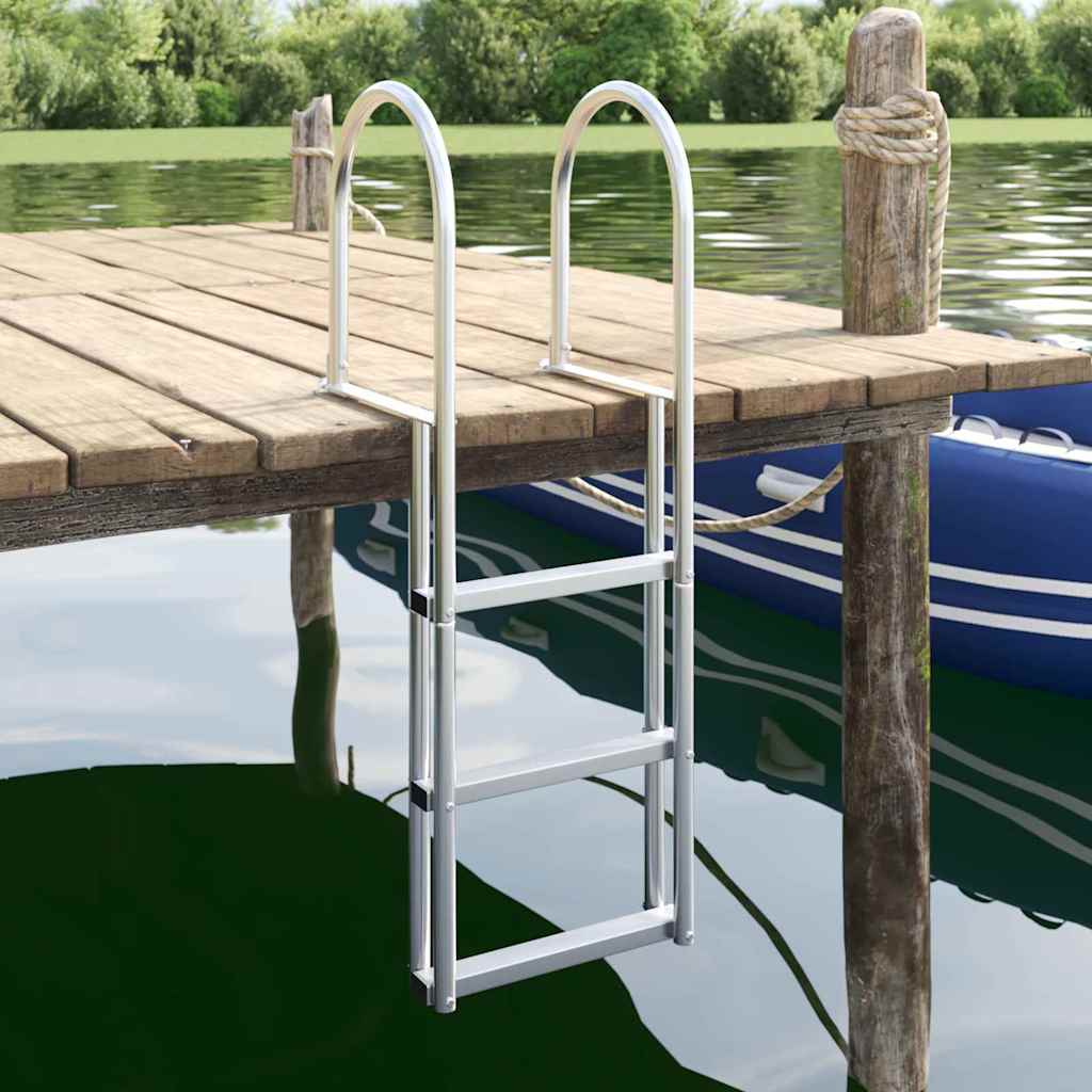 Dockleiter 4-Stufen Silber 45 x 11.5 x 134 cm Aluminium