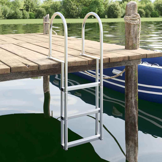 Dockleiter 4-Stufen Silber 45 x 11.5 x 134 cm Aluminium