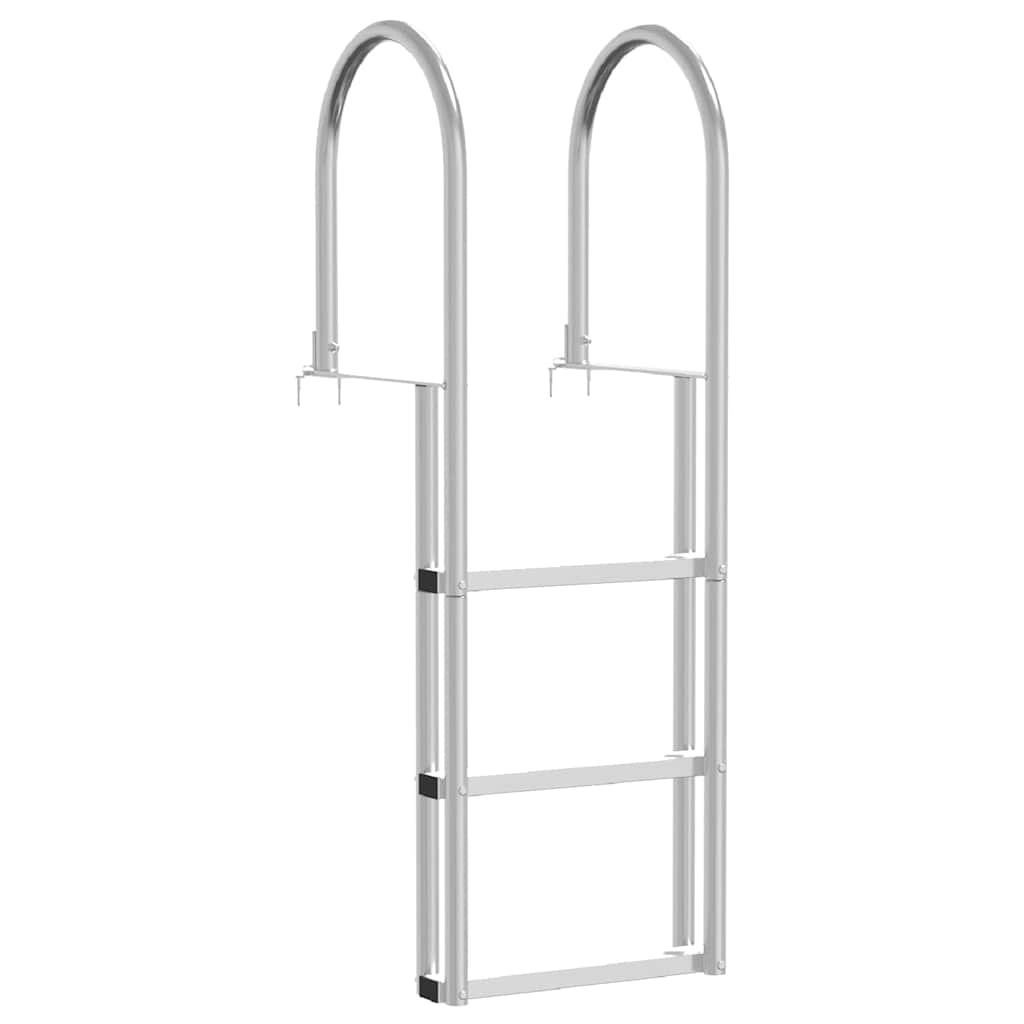 Dockleiter 4-Stufen Silber 45 x 11.5 x 134 cm Aluminium