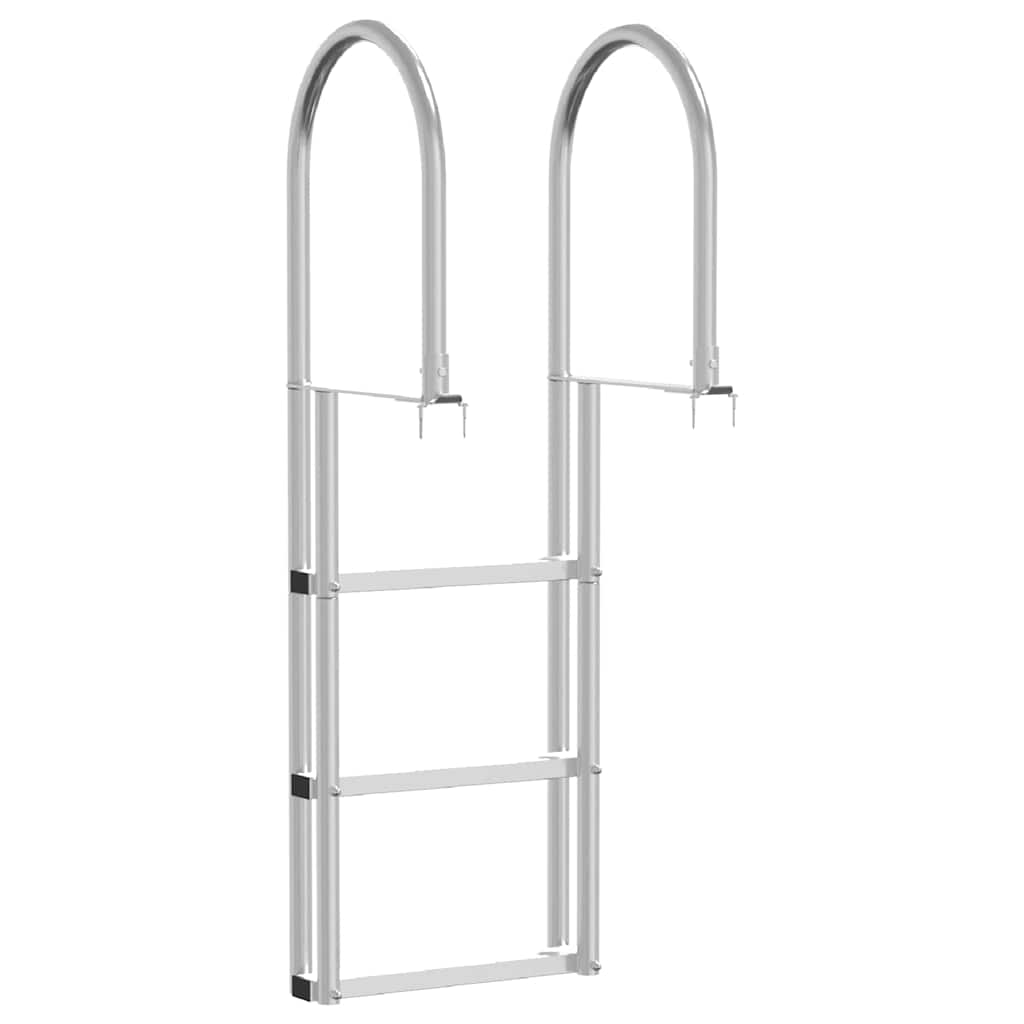 Dockleiter 4-Stufen Silber 45 x 11.5 x 134 cm Aluminium