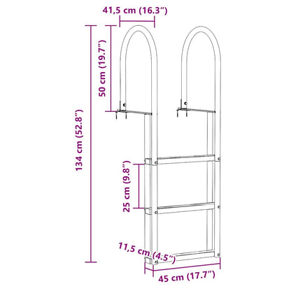 Dockleiter 4-Stufen Silber 45 x 11.5 x 134 cm Aluminium