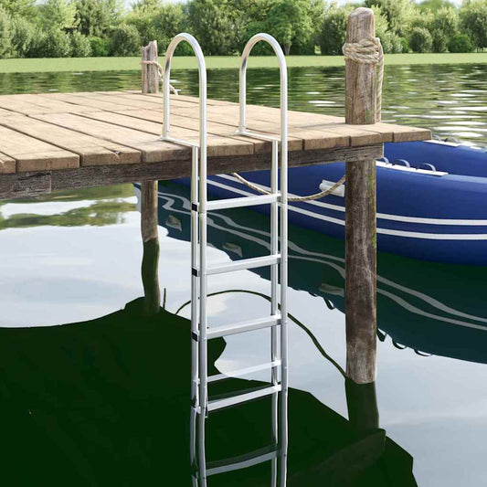Dockleiter 4-Stufen Silber 45 x 11.5 x 162 cm Aluminium