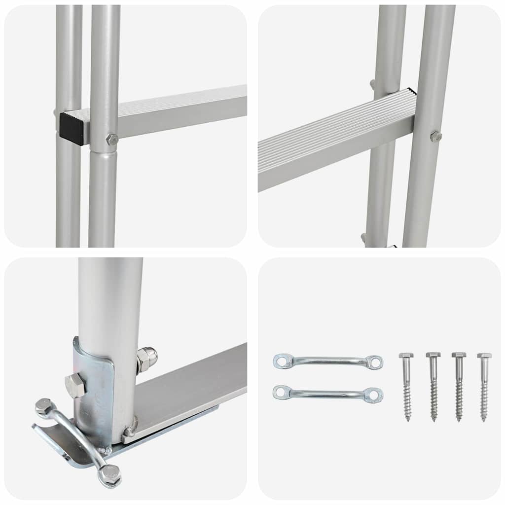 Dockleiter 4-Stufen Silber 45 x 11.5 x 190 cm Aluminium