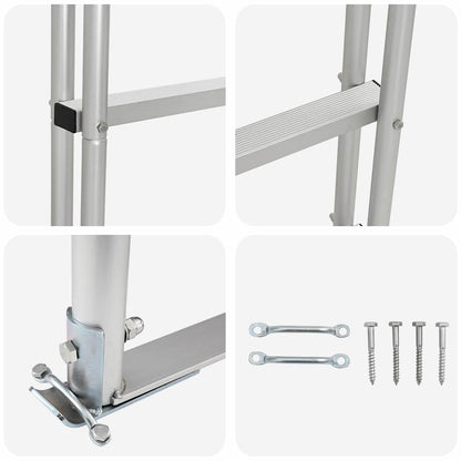 Dockleiter 4-Stufen Silber 45 x 11.5 x 190 cm Aluminium