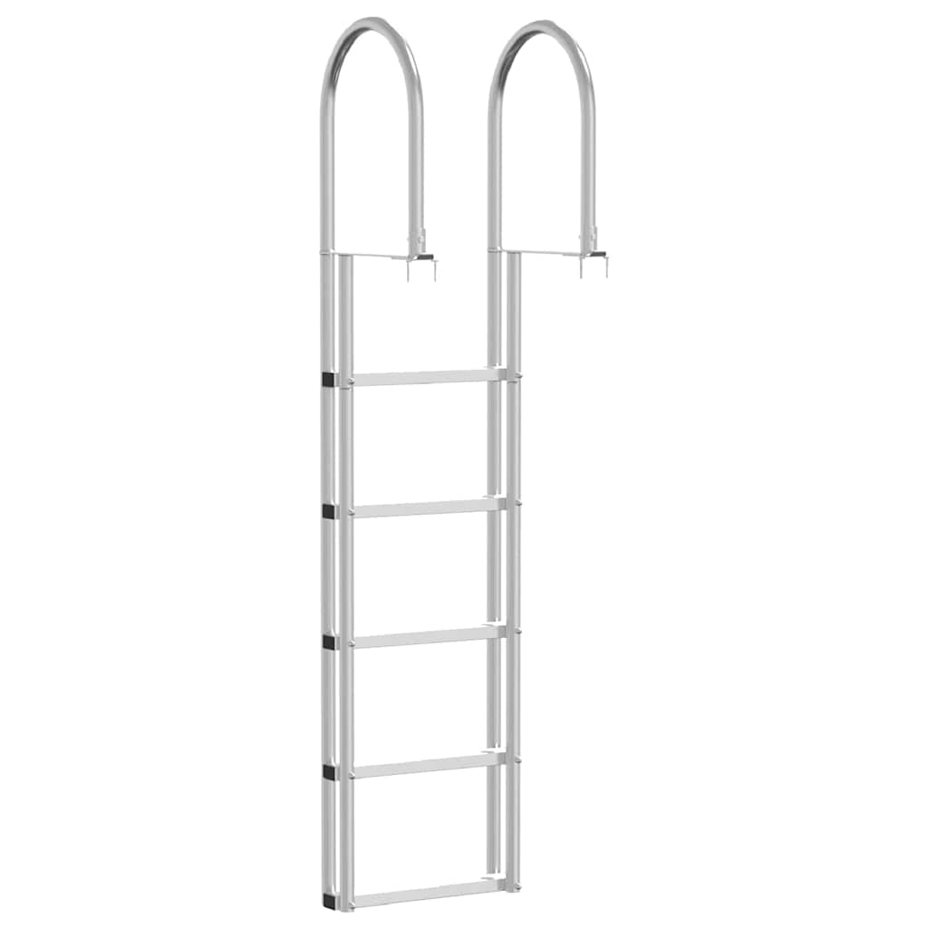 Dockleiter 4-Stufen Silber 45 x 11.5 x 190 cm Aluminium