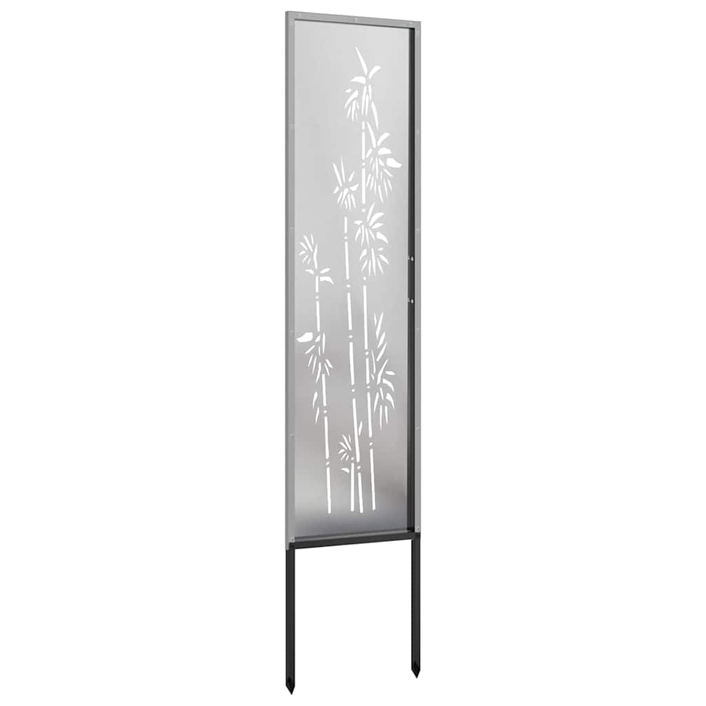 Garten Sichtschutz-Leinwand Floral Silber 32 x 140 cm Edelstahl
