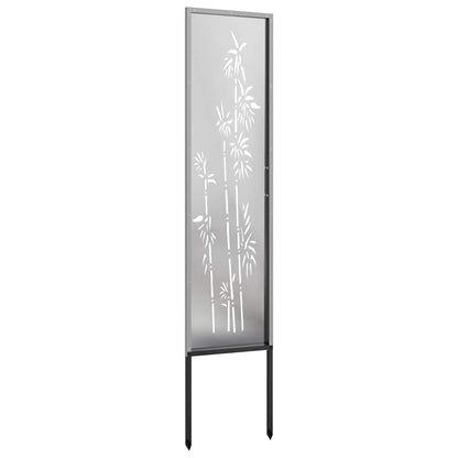 Garten Sichtschutz-Leinwand Floral Silber 32 x 140 cm Edelstahl