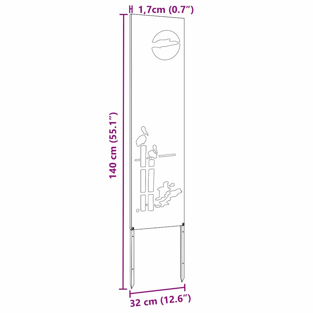 Garten dekoratives Panel Sonstiges Rostig 32 x 140 cm