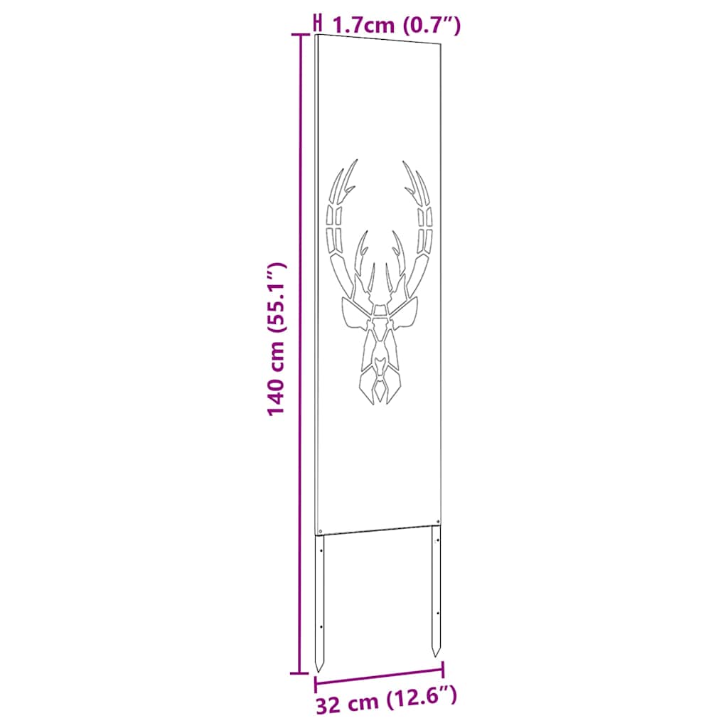 Garten dekoratives Panel Tiermuster Rostig 32 x 140 cm