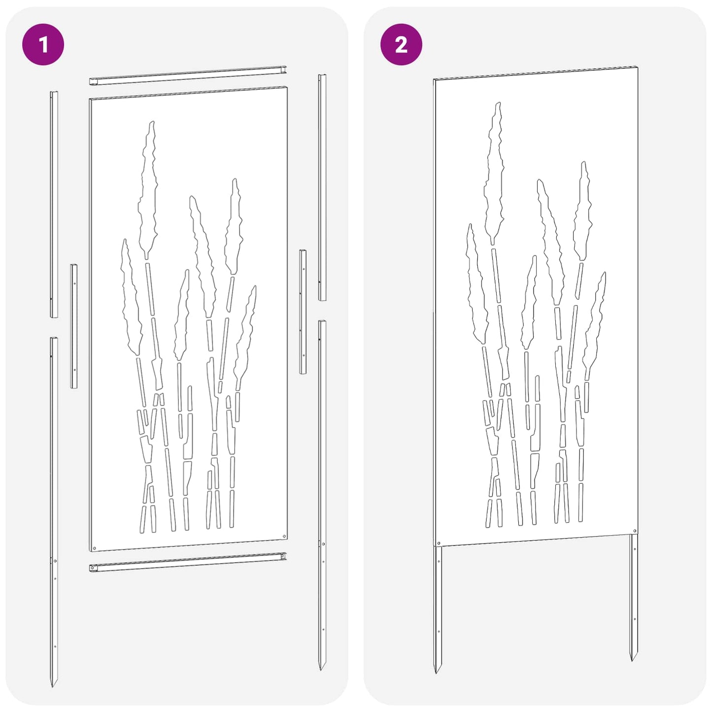 Garten Sichtschutz-Leinwand Floral Schwarz 50 x 140 cm