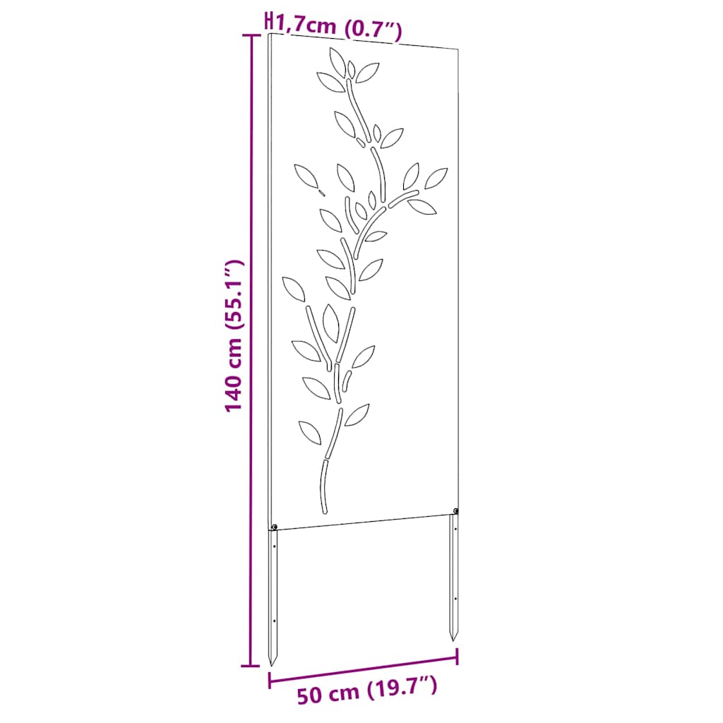 Garten dekoratives Panel Weiß 50 x 140 cm Kaltgewalzter Stahl