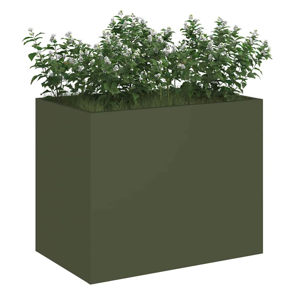 Gartenblumentopf Olivgrün 50 x 32 x 40 cm Kaltgewalzter Stahl