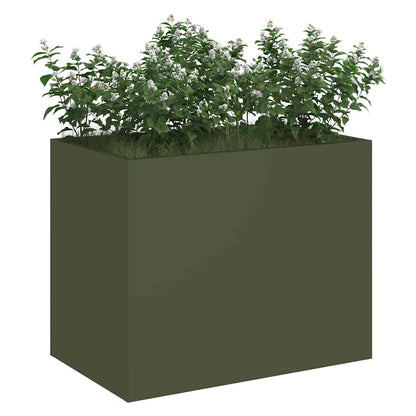 Gartenblumentopf Olivgrün 50 x 32 x 40 cm Kaltgewalzter Stahl