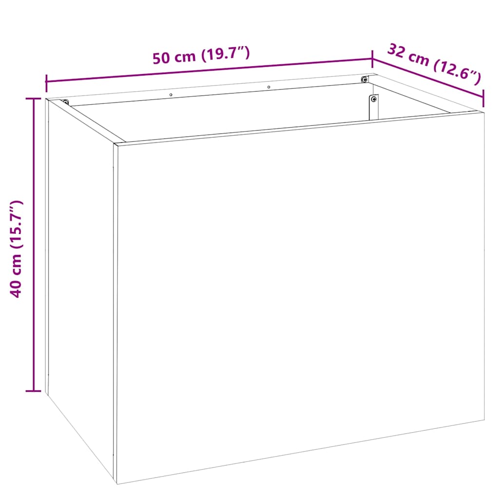 Gartenblumentopf Silber 50 x 32 x 40 cm Verzinkter Stahl