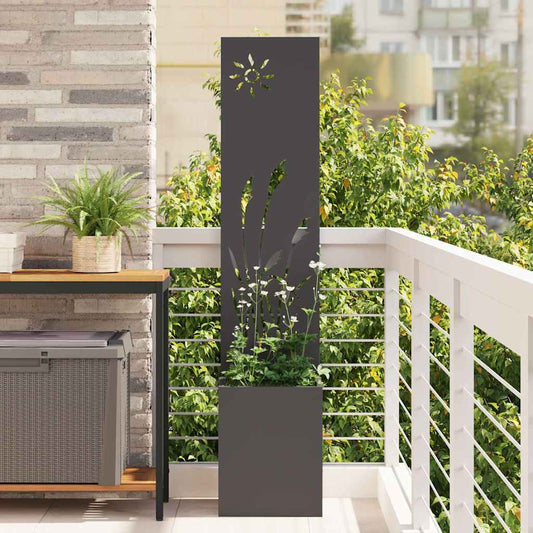 Blumentopf mit dekorativem Paneel Schwarz 32 x 140 cm