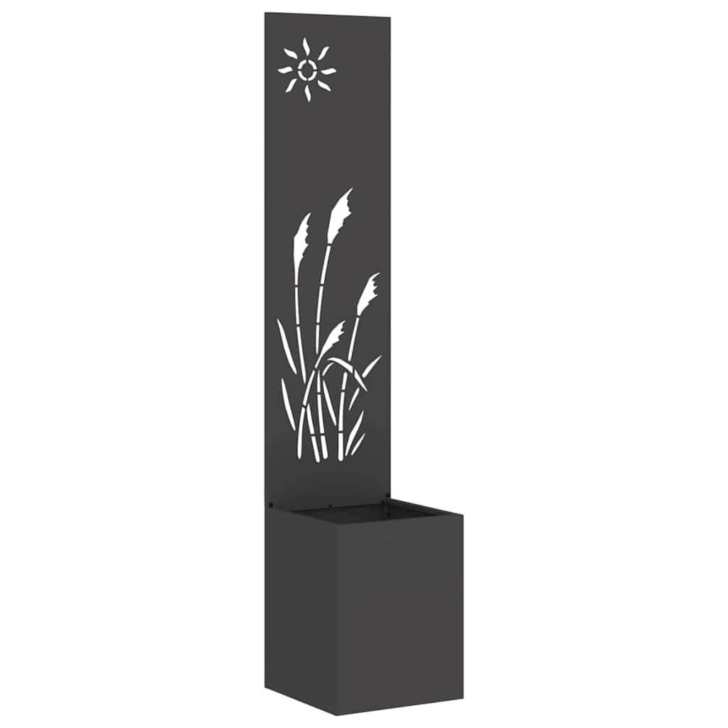 Blumentopf mit dekorativem Paneel Schwarz 32 x 140 cm