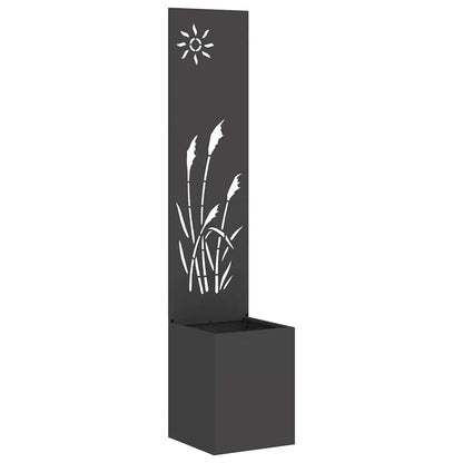 Blumentopf mit dekorativem Paneel Schwarz 32 x 140 cm
