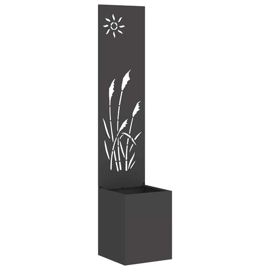 Blumentopf mit dekorativem Paneel Schwarz 32 x 140 cm