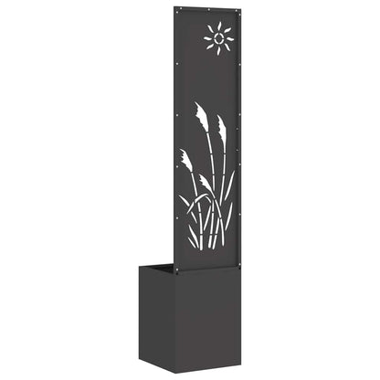 Blumentopf mit dekorativem Paneel Schwarz 32 x 140 cm