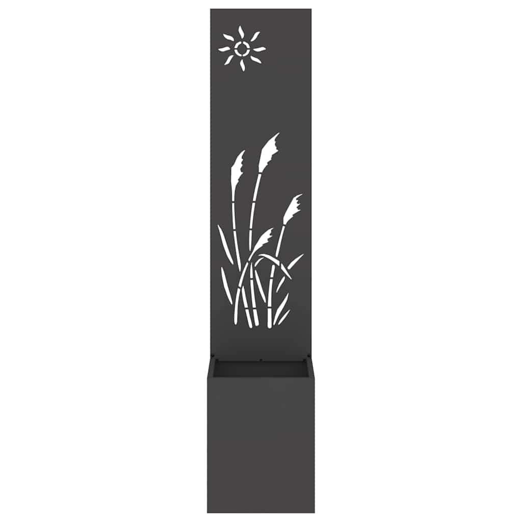 Blumentopf mit dekorativem Paneel Schwarz 32 x 140 cm