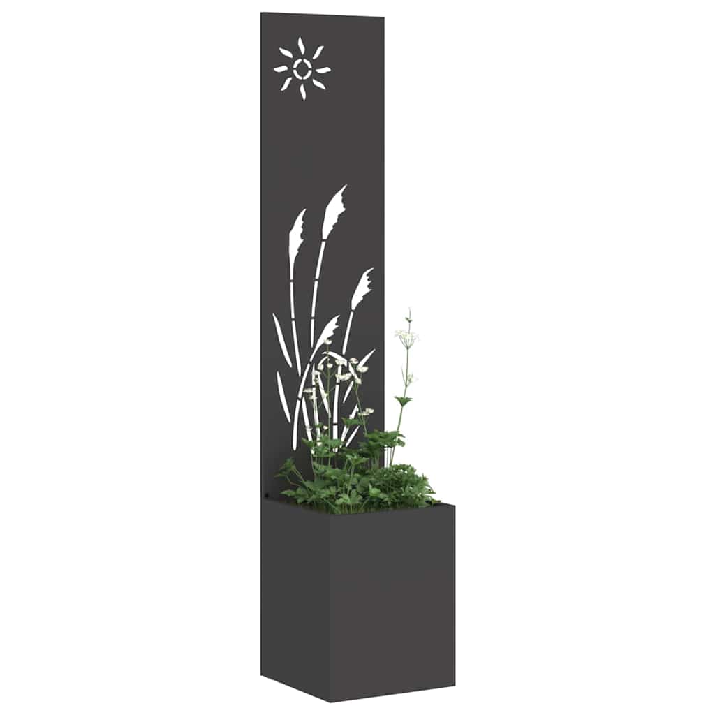 Blumentopf mit dekorativem Paneel Schwarz 32 x 140 cm