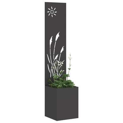 Blumentopf mit dekorativem Paneel Schwarz 32 x 140 cm