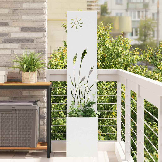 Blumentopf mit dekorativem Paneel Weiß 32 x 140 cm