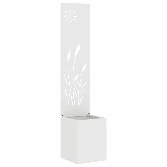 Blumentopf mit dekorativem Paneel Weiß 32 x 140 cm