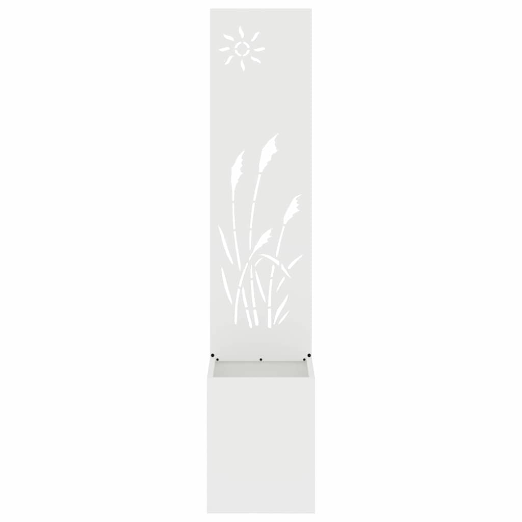 Blumentopf mit dekorativem Paneel Weiß 32 x 140 cm
