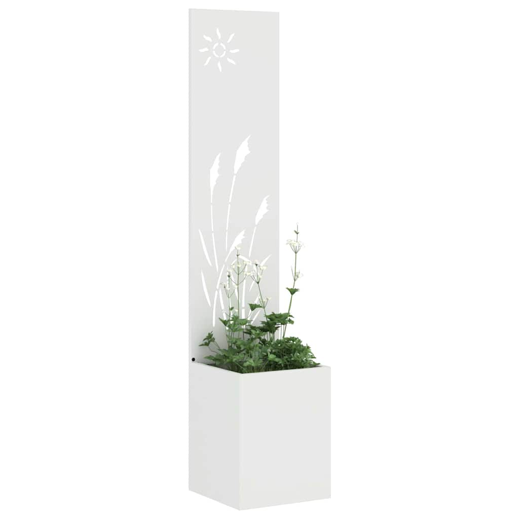 Blumentopf mit dekorativem Paneel Weiß 32 x 140 cm