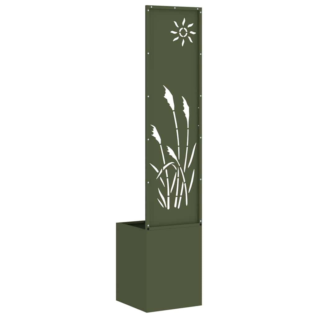 Blumentopf mit dekorativem Paneel Olivgrün 32 x 140 cm