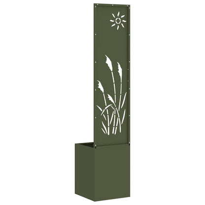 Blumentopf mit dekorativem Paneel Olivgrün 32 x 140 cm
