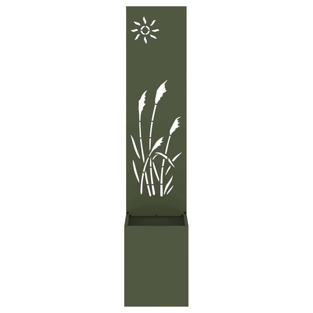 Blumentopf mit dekorativem Paneel Olivgrün 32 x 140 cm