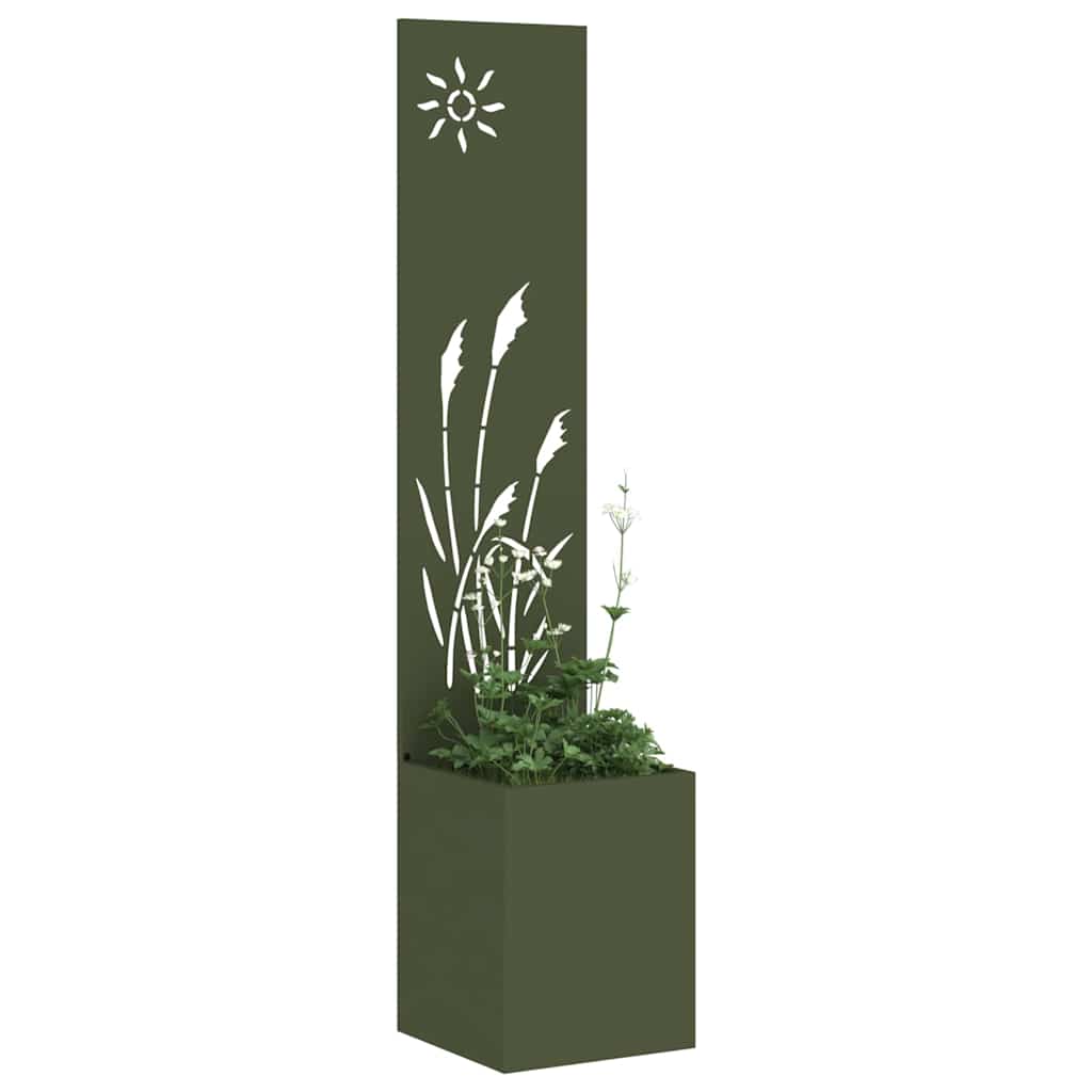 Blumentopf mit dekorativem Paneel Olivgrün 32 x 140 cm