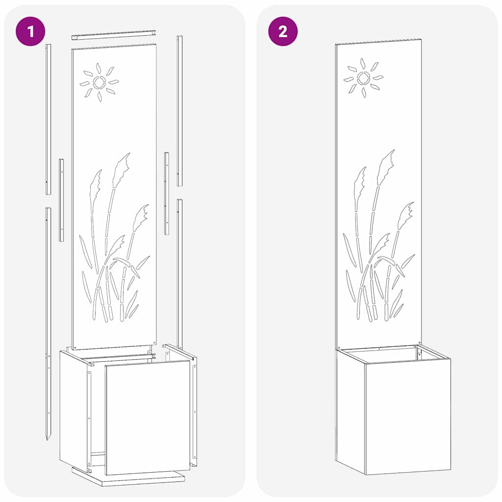 Blumentopf mit dekorativem Paneel Silber 32 x 140 cm Edelstahl
