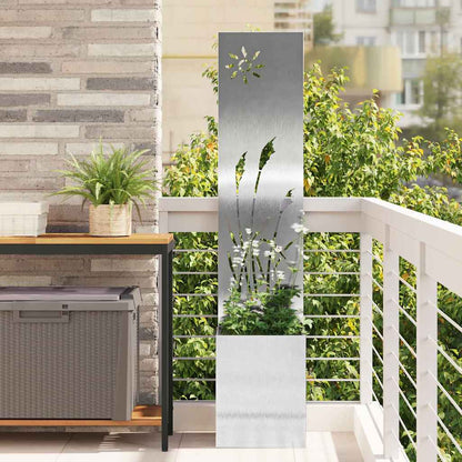 Blumentopf mit dekorativem Paneel Silber 32 x 140 cm Edelstahl
