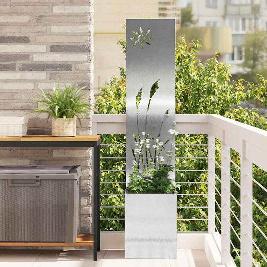 Blumentopf mit dekorativem Paneel Silber 32 x 140 cm Edelstahl