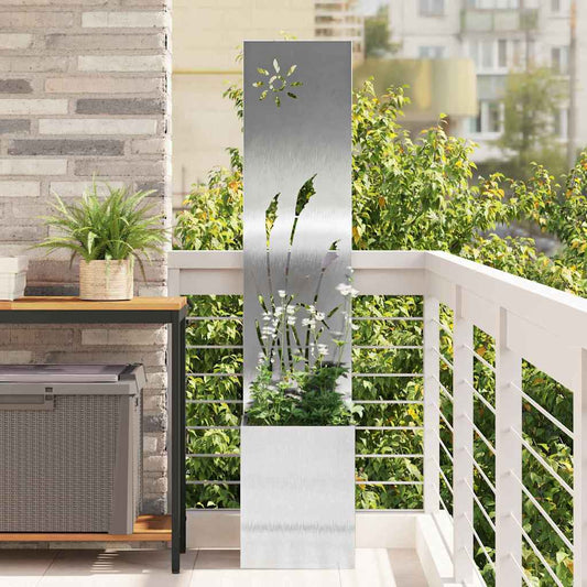 Blumentopf mit dekorativem Paneel Silber 32 x 140 cm