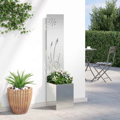 Blumentopf mit dekorativem Paneel Silber 32 x 140 cm