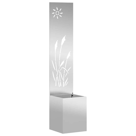 Blumentopf mit dekorativem Paneel Silber 32 x 140 cm