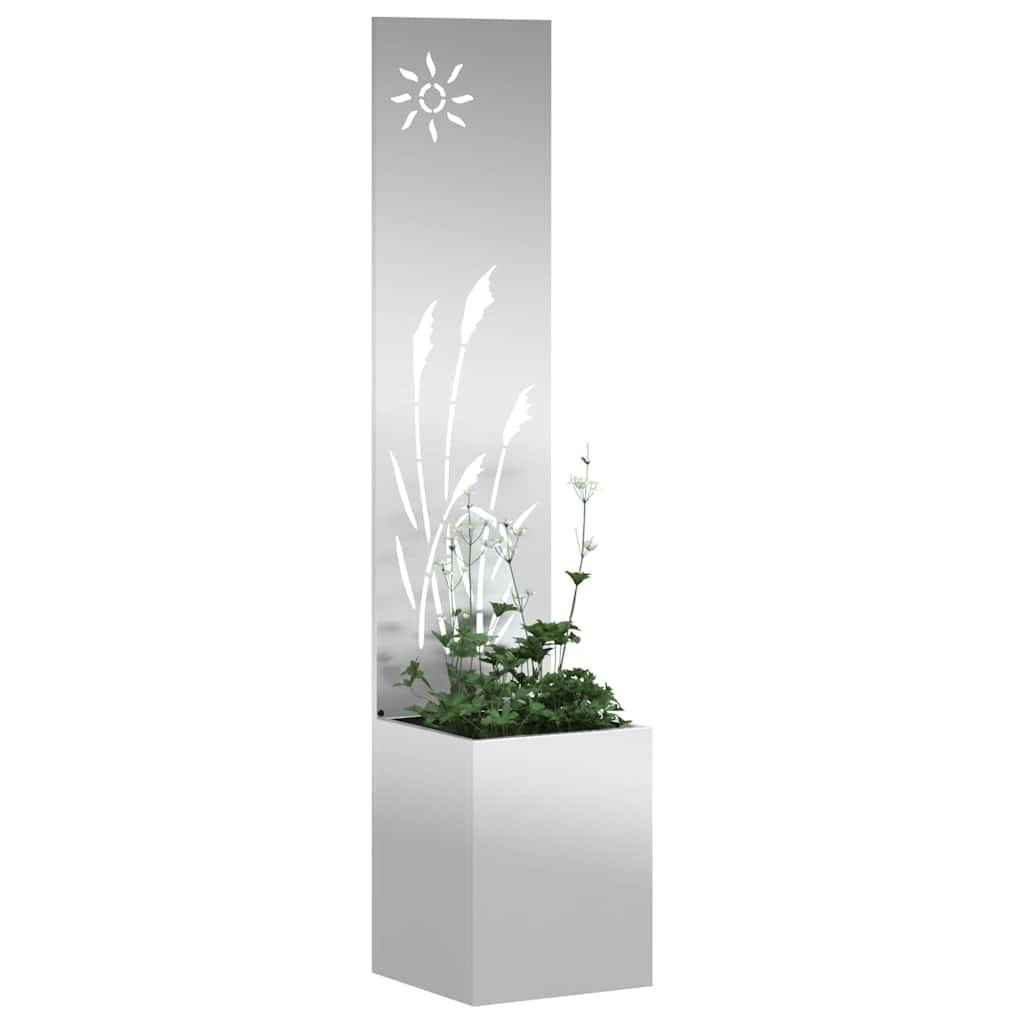 Blumentopf mit dekorativem Paneel Silber 32 x 140 cm