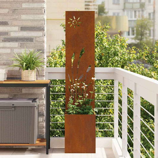 Blumentopf mit dekorativem Paneel Rostig 32 x 140 cm