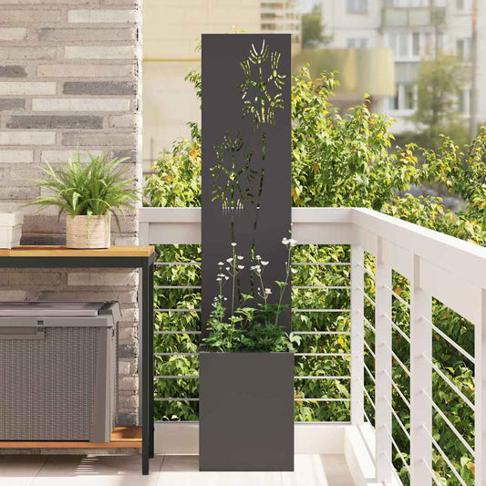 Blumentopf mit dekorativem Paneel Schwarz 32 x 140 cm
