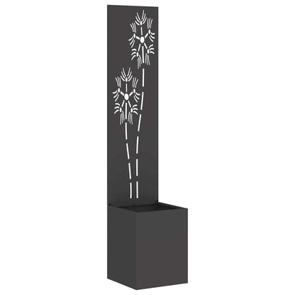 Blumentopf mit dekorativem Paneel Schwarz 32 x 140 cm