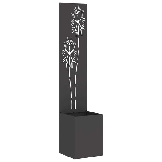Blumentopf mit dekorativem Paneel Schwarz 32 x 140 cm