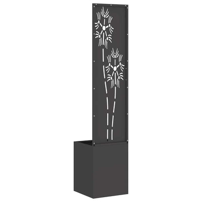 Blumentopf mit dekorativem Paneel Schwarz 32 x 140 cm