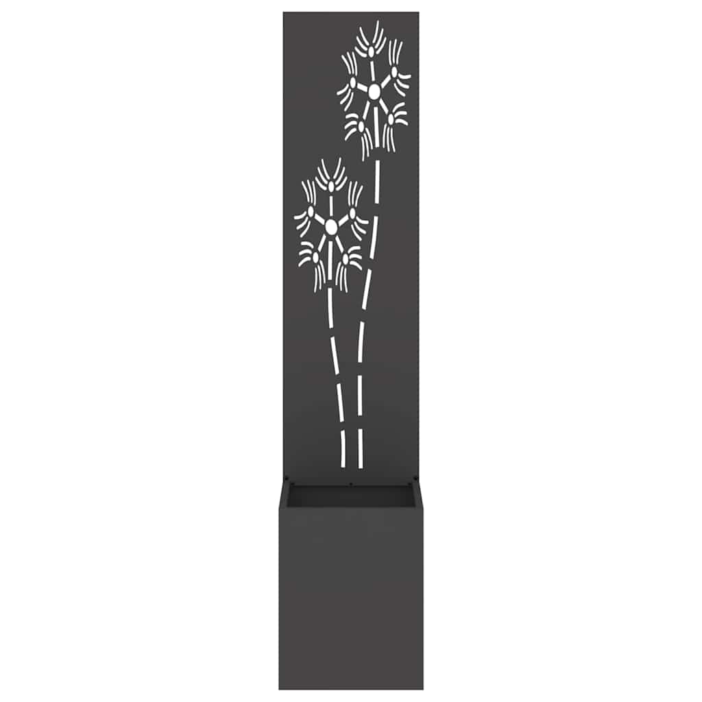 Blumentopf mit dekorativem Paneel Schwarz 32 x 140 cm