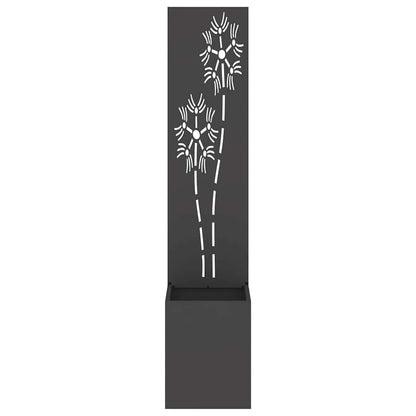 Blumentopf mit dekorativem Paneel Schwarz 32 x 140 cm