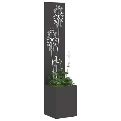 Blumentopf mit dekorativem Paneel Schwarz 32 x 140 cm