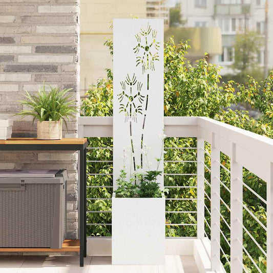 Blumentopf mit dekorativem Paneel Weiß 32 x 140 cm